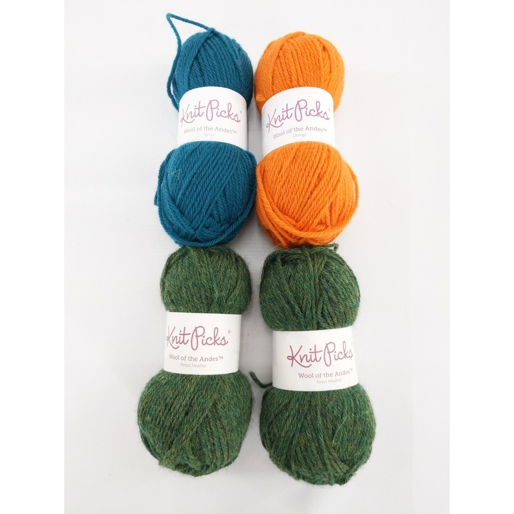 Lot Of 4 Skeins Knit Picks Wool Of The‎ Andes Yarn Various Colors Peruvian